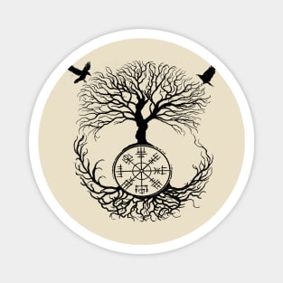 Sacred Yggdrasil Tree and Ravens of Odin Viking Rune Magnet